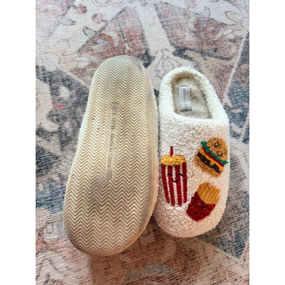 Mellow & Mod Women's 7/8 Sherpa Slippers Burger Fries Soda - Picture 3 of 6